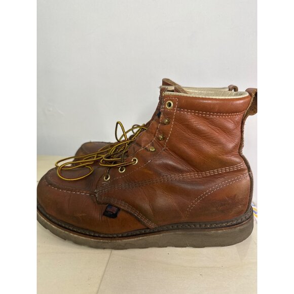 Thorogood USA Made Moc Toe Work Boots Brown Leather 10.5 Distressed Wear - Picture 2 of 8